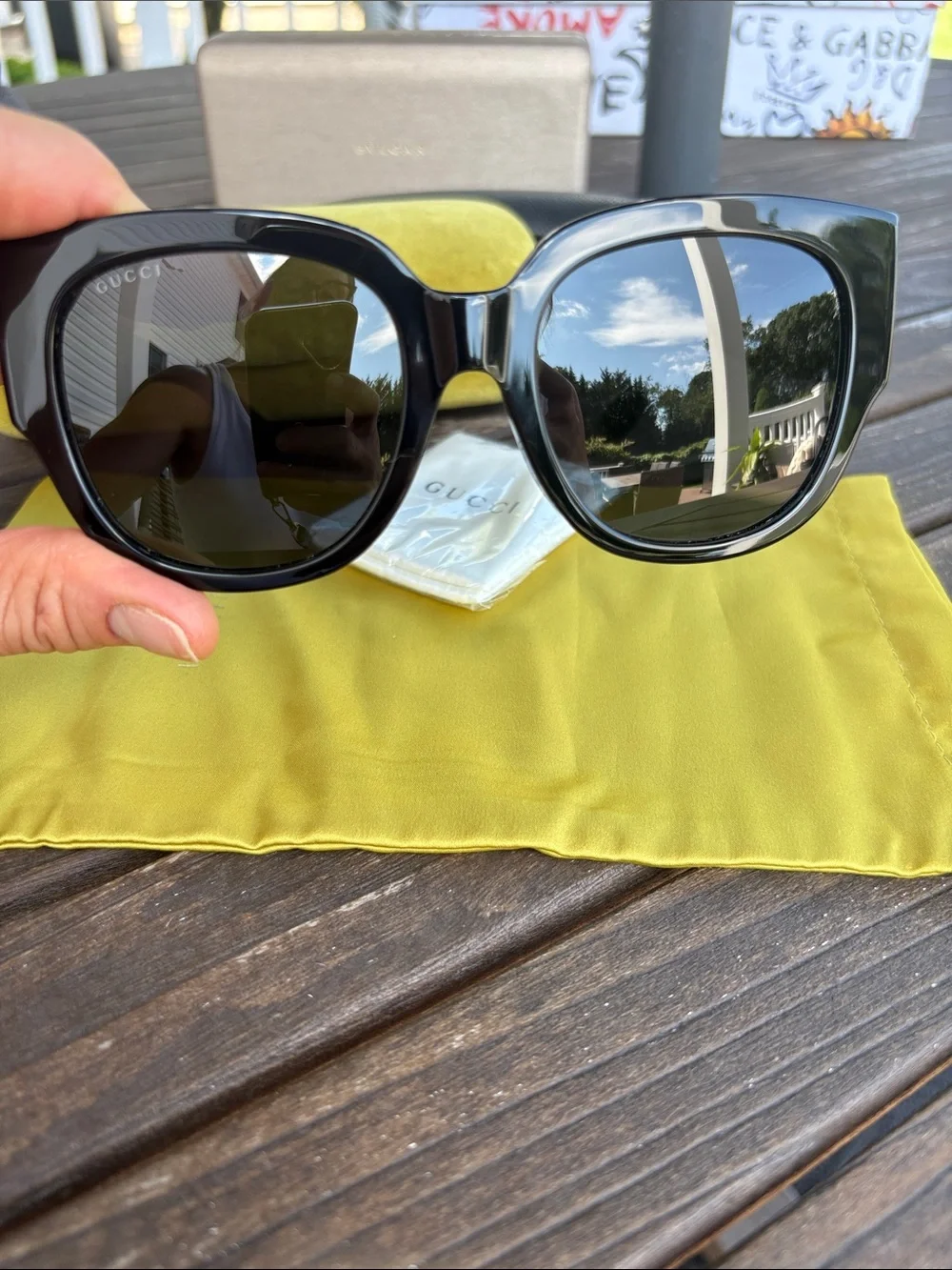 Gucci Black Oversized Square Sunglasses with Dark Lenses
